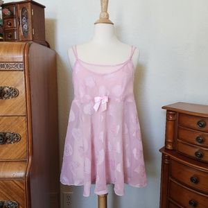 Vintage Pink Sheer Heart Lingerie Nightgown